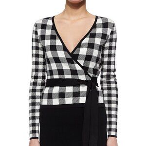 💙💖 Diane von Furstenberg Kyla Plaid Tie-Waist Cardigan